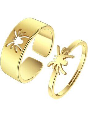 Spider Gold 2Pcs Matching Cute Animals Promise Engagement Ring